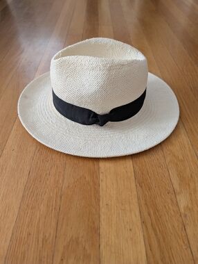 Nordstrom Cream Straw Sun Hat with White Trim